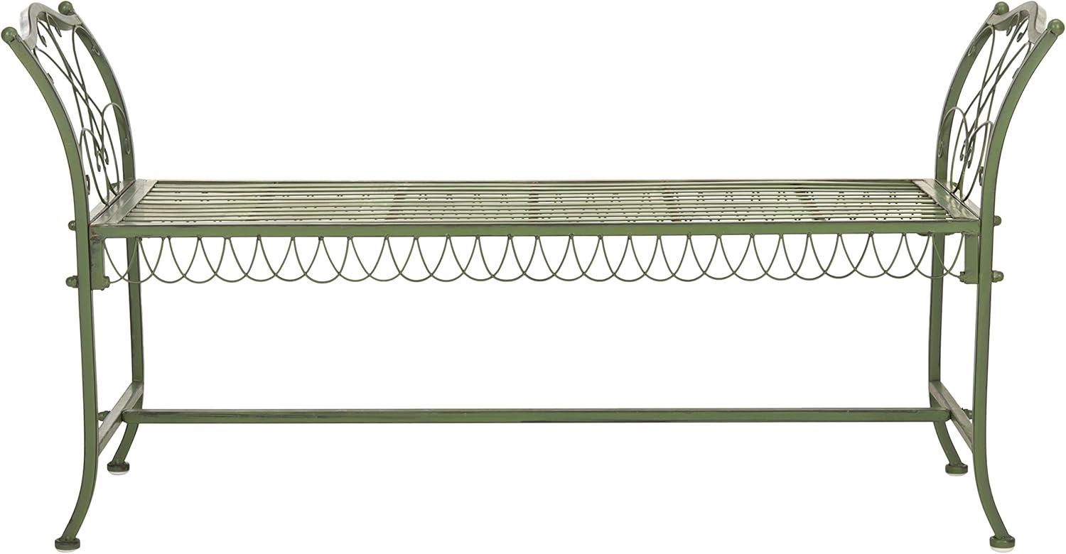 Safavieh Outdoor Collection Jovanna Antique Green 2 Seat Bench