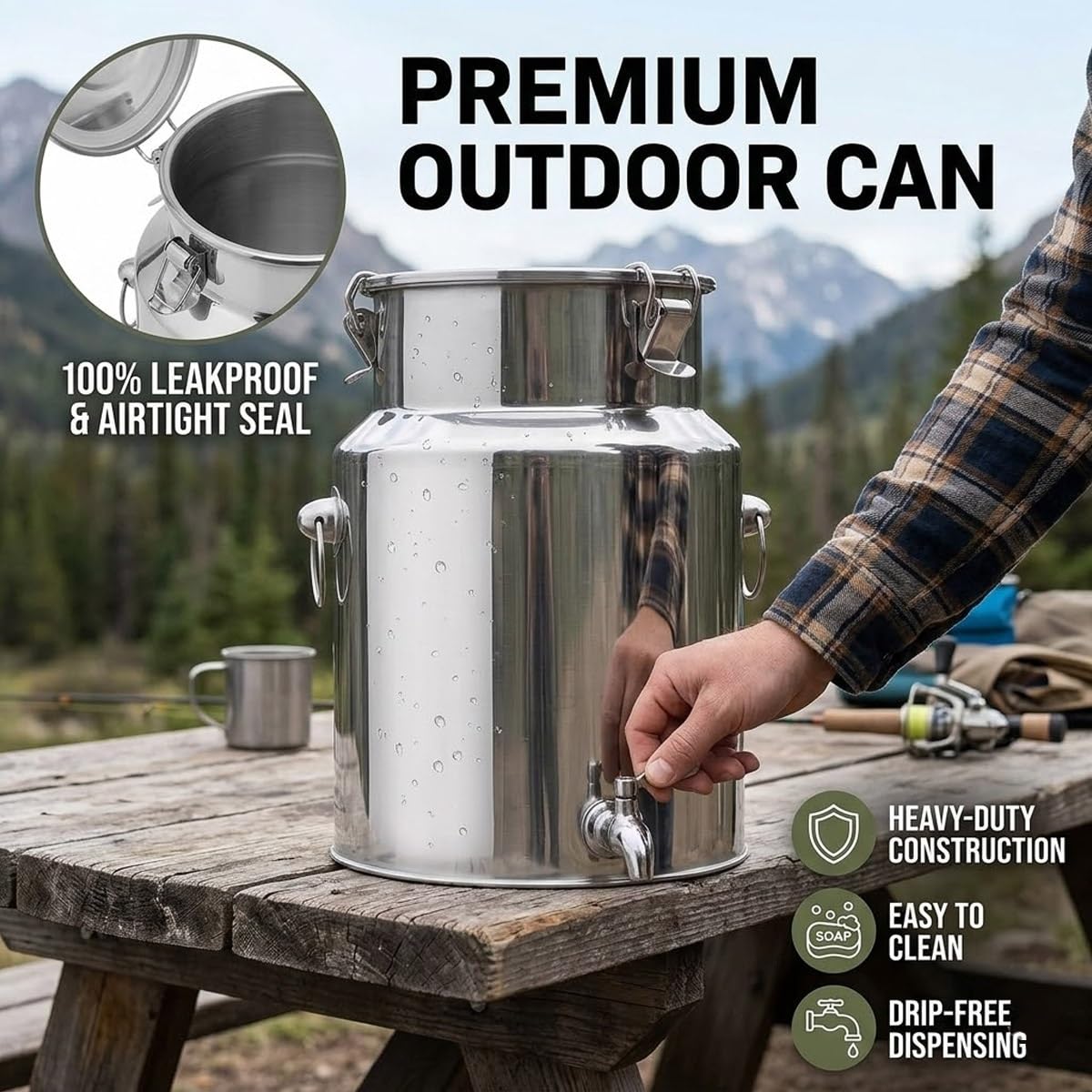 Fusto Birra 5l 10l 15l 20l 30l 50l in Acciaio Inox con Rubinetto, Contenitore per Olio e Liquidi, Bidone Uso Alimentare con Tappo Salvagoccia(With Spigot,8L/2.11Gal)