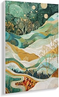 Shrandi Abstract Nature Landscape with Gold Accents Paint by Number, Adult Paint by Number Kits, Painting Kits for Adults Digital Oil Painting Gift and Home Wall Decor 12 * 16inch (30 * 40CM