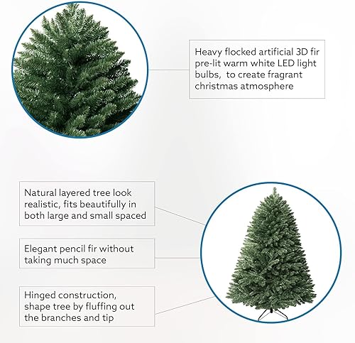 Miniatura 4 de Naomi Home Árbol de Navidad artificial de 4.5 pies con luces, pícea realista, preiluminado, con 674 puntas de ramas, 250 luces cálidas y soporte de