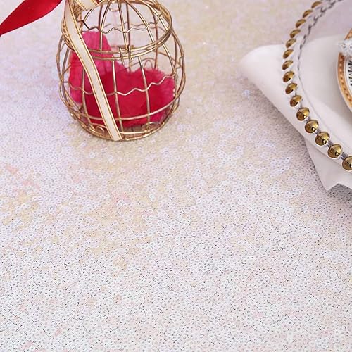 Miniatura 7 de Eternal Beauty Mantel de lentejuelas rectangular de 90 x 156 pulgadas, para fiestas, pasteles, mesa de postres, exposiciones, eventos, iridiscente