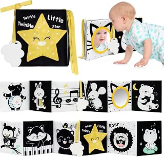 Black and White Baby Book, High Contrast Soft Book, Soft Cloth Book | Washable, Nontoxic, High Contrast Baby Book, Educational Learning Toy, Baby Bath Toy, Soft Baby Book for Newborn Babies