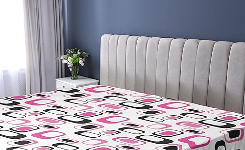 Miniatura 7 de Ambesonne Geometric Fitted Sheet, Sixties Ornamental Old Fashioned Shapes in Vintage Design Elements Image, Bed Cover with All-Round Elastic Deep