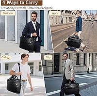 Vista 64 de Bolsa de mensajero para hombre de 17.3 pulgadas de lona/cuero para portátil, mochila para hombre, maletín para computadora, bolsa de hombro Marrón