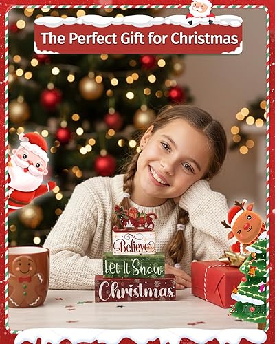 Vista 6 de 5 piezas de decoración de mesa de invierno de madera de cacao caliente con luces, centro de mesa, bandeja escalonada de invierno, decoración