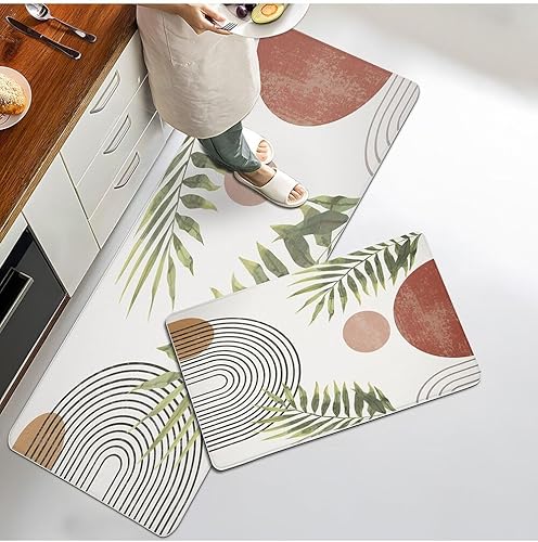 Miniatura 3 de QWINEE Alfombra de cocina con patrón geométrico, moderna, bohemia, minimalista, de secado rápido, alfombra de entrada para puerta delantera,