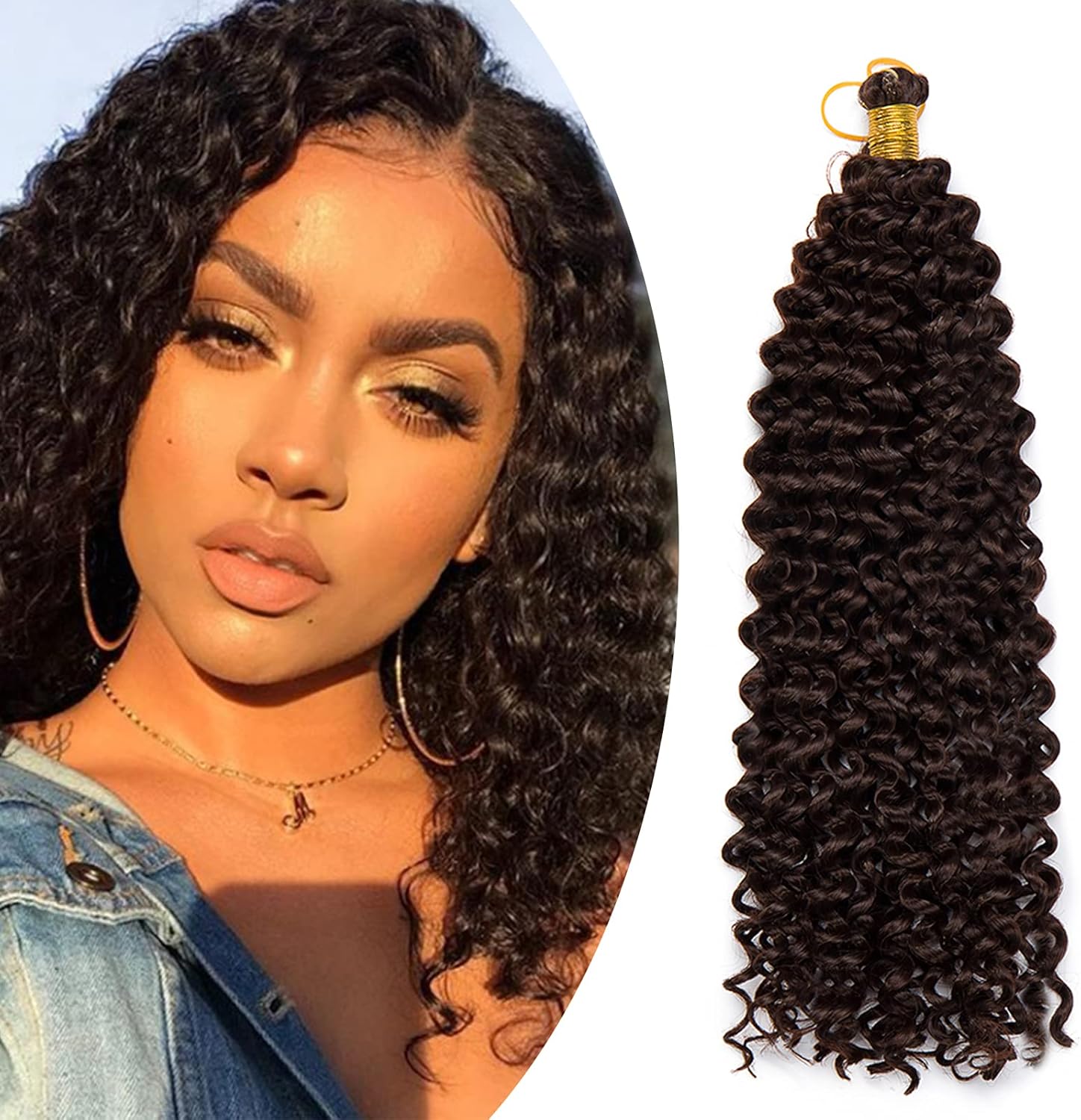 14″ One Piece Braiding Hair Extensions, Medium Brown, Synthetic Crochet