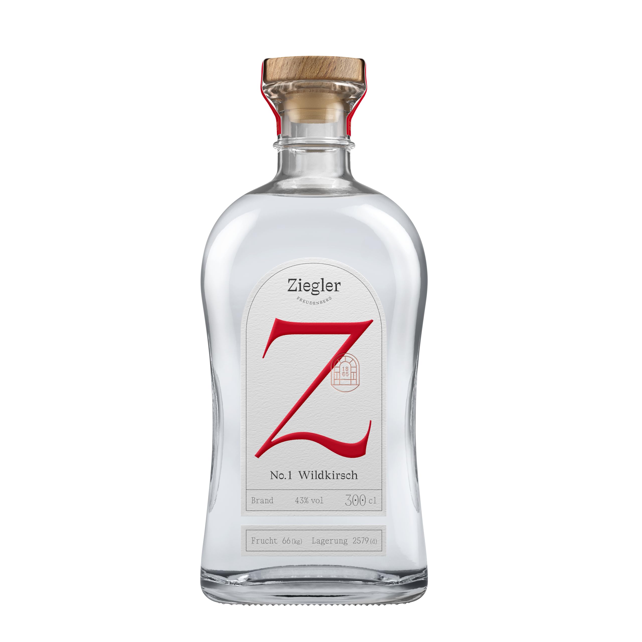 Ziegler No. 1 Wildkirsch Obstbrand 43 Prozent (1x 3l) - Edler Kirschbrand mit intensivem Fruchtaroma