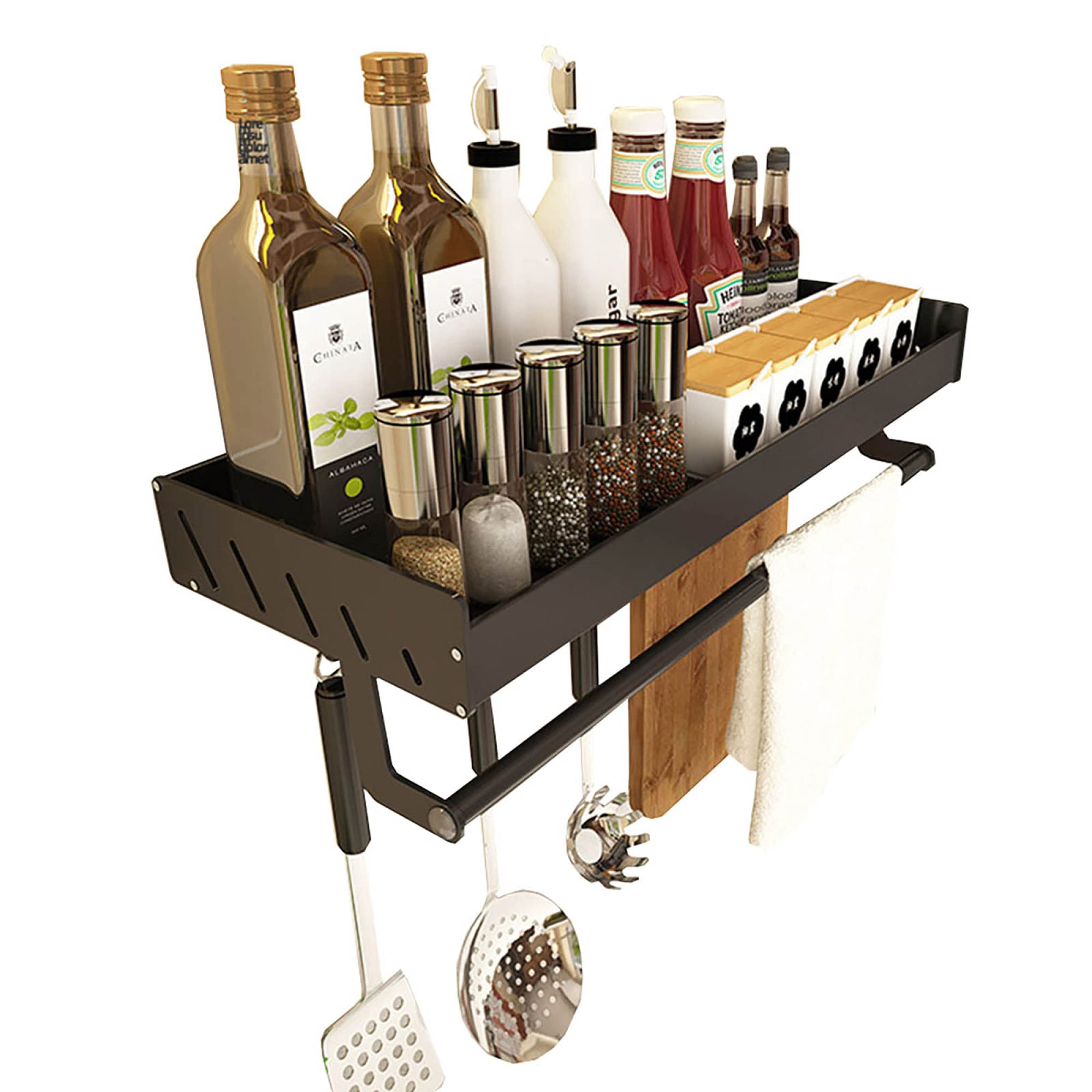 tlj Estante para Especias,Montaje en pared Aluminio espacial Spice Rack,Estante Organizador de BañO de Cocina Desmontable,para Almacenamiento de Frascos Y Botellas de Especias