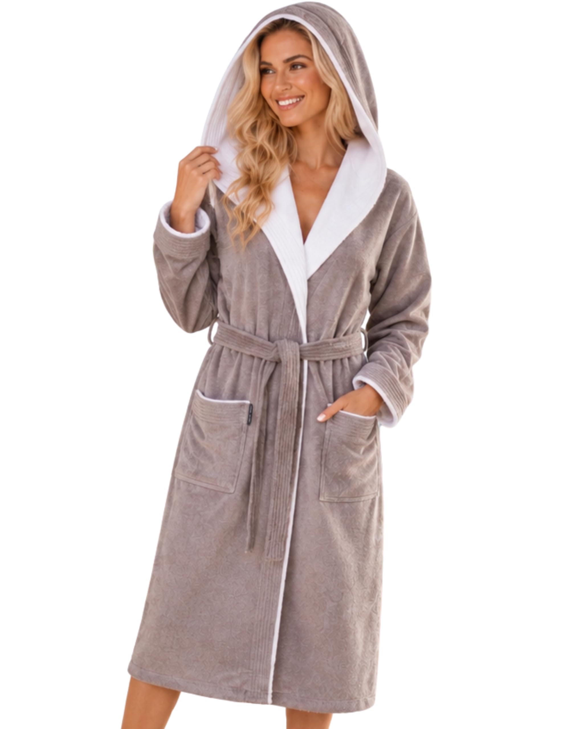 Morgenstern Peignoir de Bain Femme avec Capuche 100% Coton Éponge OEKO-TEX® Robe de Chambre Leonie