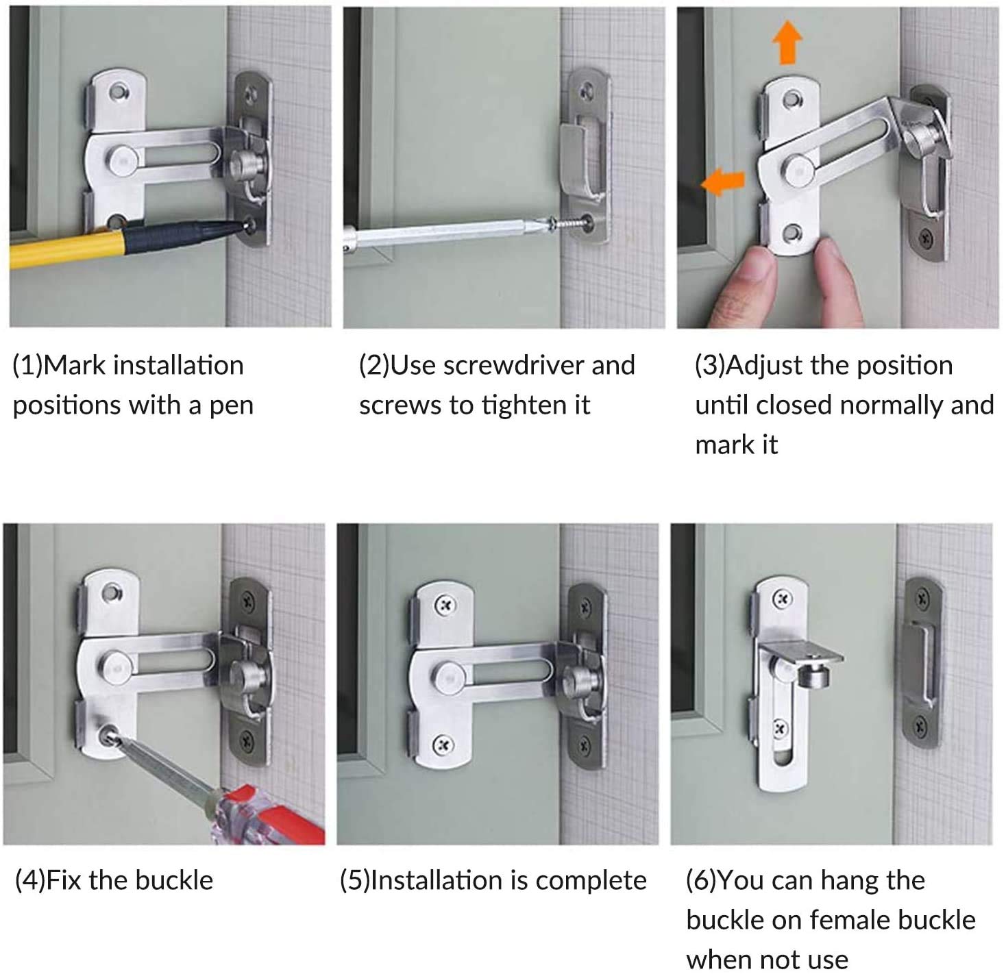 Buy Flip Sliding Right Angle Door Latch 90°Degree Stainless Steel