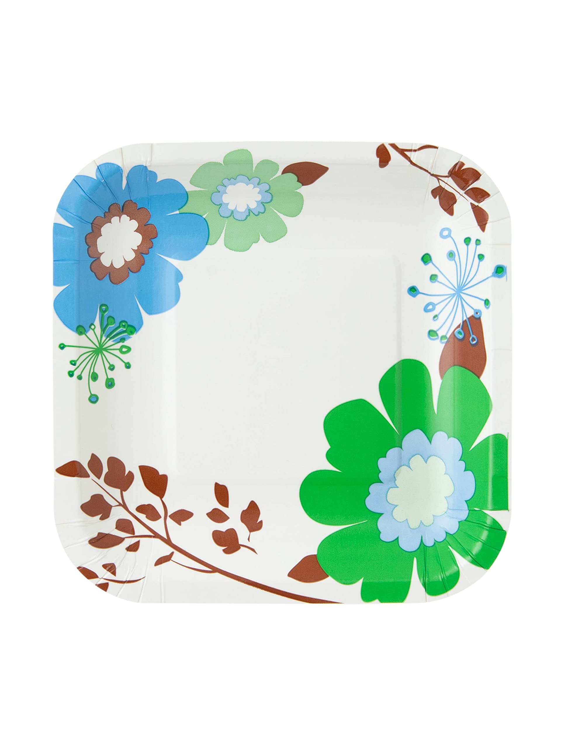   ブルー花柄 平皿 1086新品 YAMATU JAPAN CHORI 可憐な青い花柄の20cmプレート皿 2枚セット