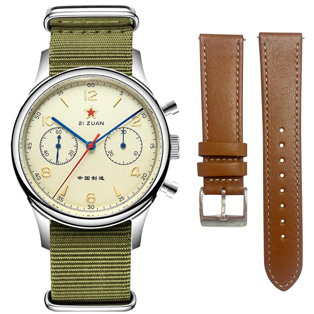 SEAKOSS 1963 Pilotenchronograph Herren, Original Seagull ST1901 Handaufzug Uhrwerk, Mechanische Armbanduhr im Vintage Militärstil