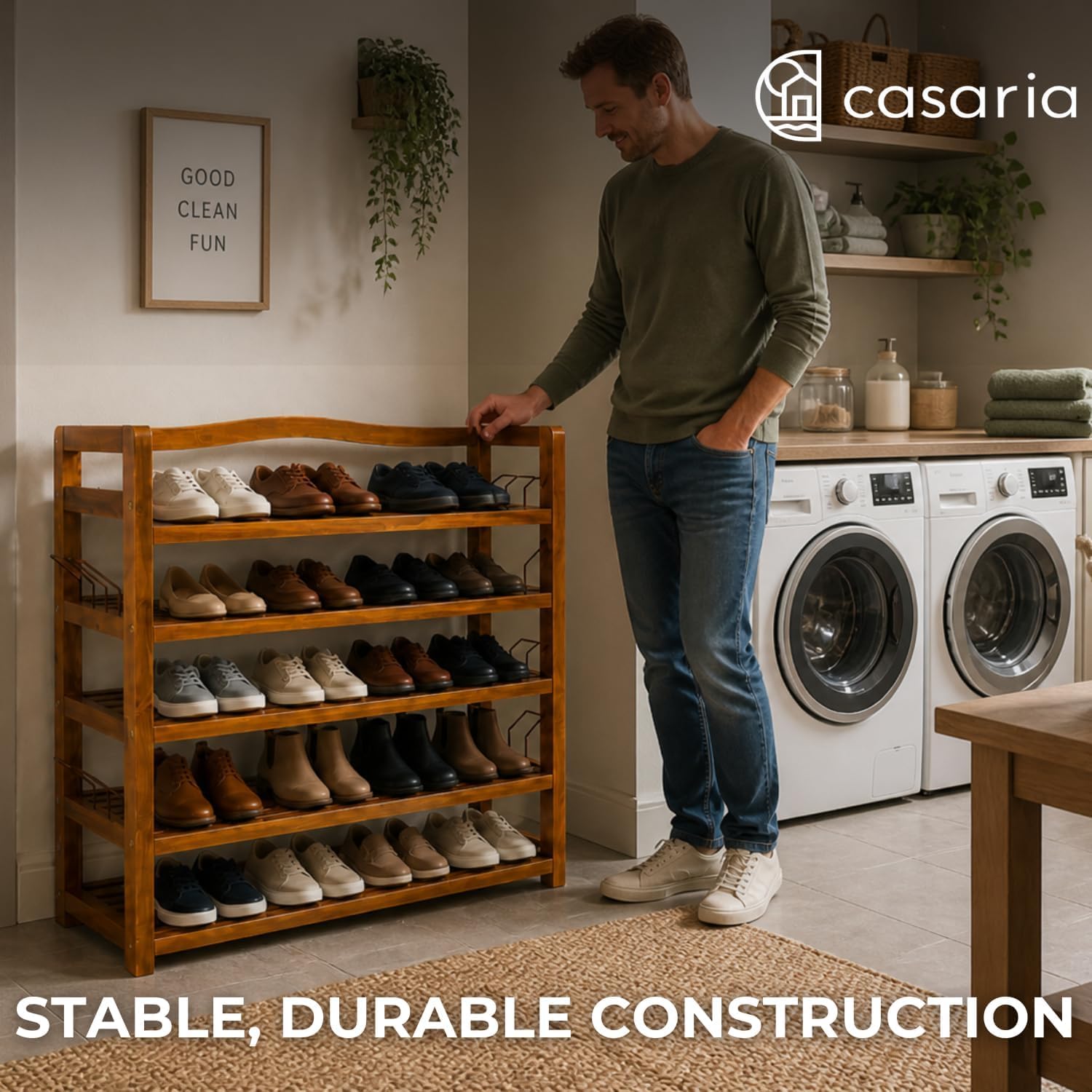 Casaria® Zapatero 5 Baldas Estantería Organizador Zapatos 95x26x82cm Madera Acacia Certificado FSC® Entrada Pasillo
