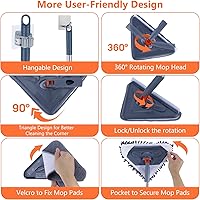 Vista 6 de 85 Inch Wall Cleaner with Long Handle, 360° Rotatable Wall Mop, Wall Washer Cleaner Tool for Walls/Ceiling Fans/Dust/Baseboard/Floors Clean, 6