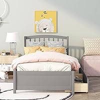 Vista 3 de Harper & Bright Designs Base de cama individual, cama de almacenamiento individual con cajones, cama individual de plataforma para niños