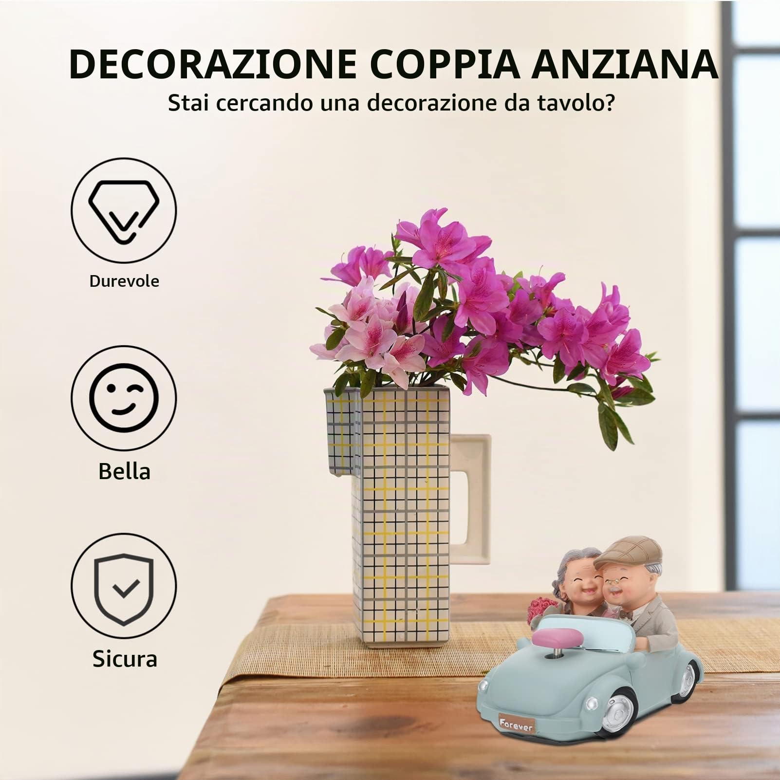 Figurine Anziani Delle Coppie in Resina Decorazione Coppie Anziane Ornamento Artigianale Per Matrimonio Camera Da Letto Sala Studio Tavolo Scaffale Scrivania 1 Pezzo