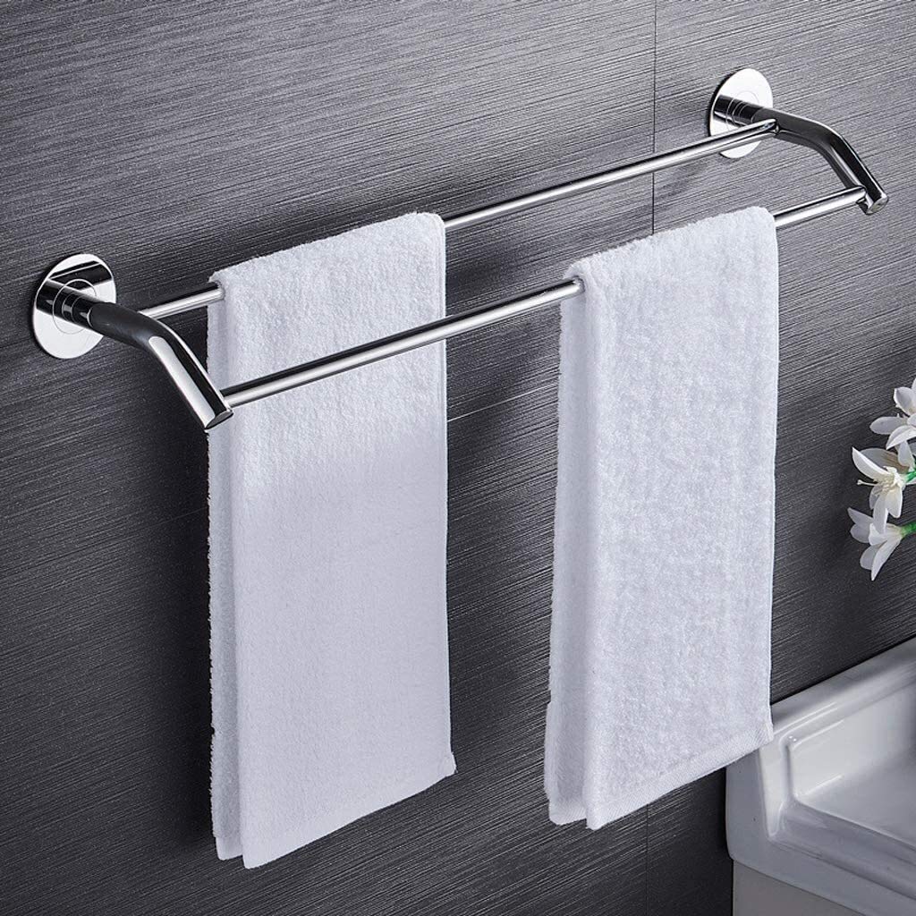 Portasciugamani doppio in acciaio inox, montaggio a parete, per bagno, hotel, 62 cm