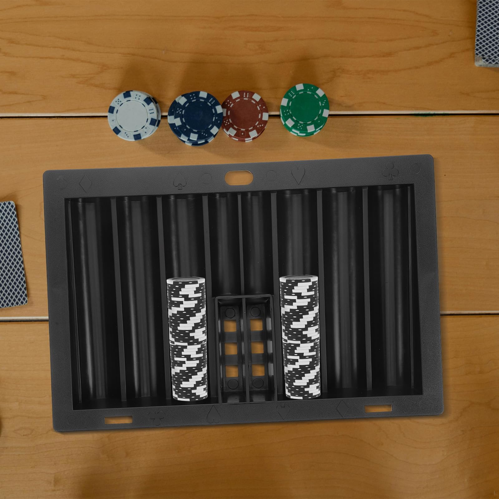 UKCOCO Multifunktionale Acryl Chipbox mit 350 Spielchips Transparenter Poker Chip Halter für Brettspiele und Poker Praktisches Design in Schwarz