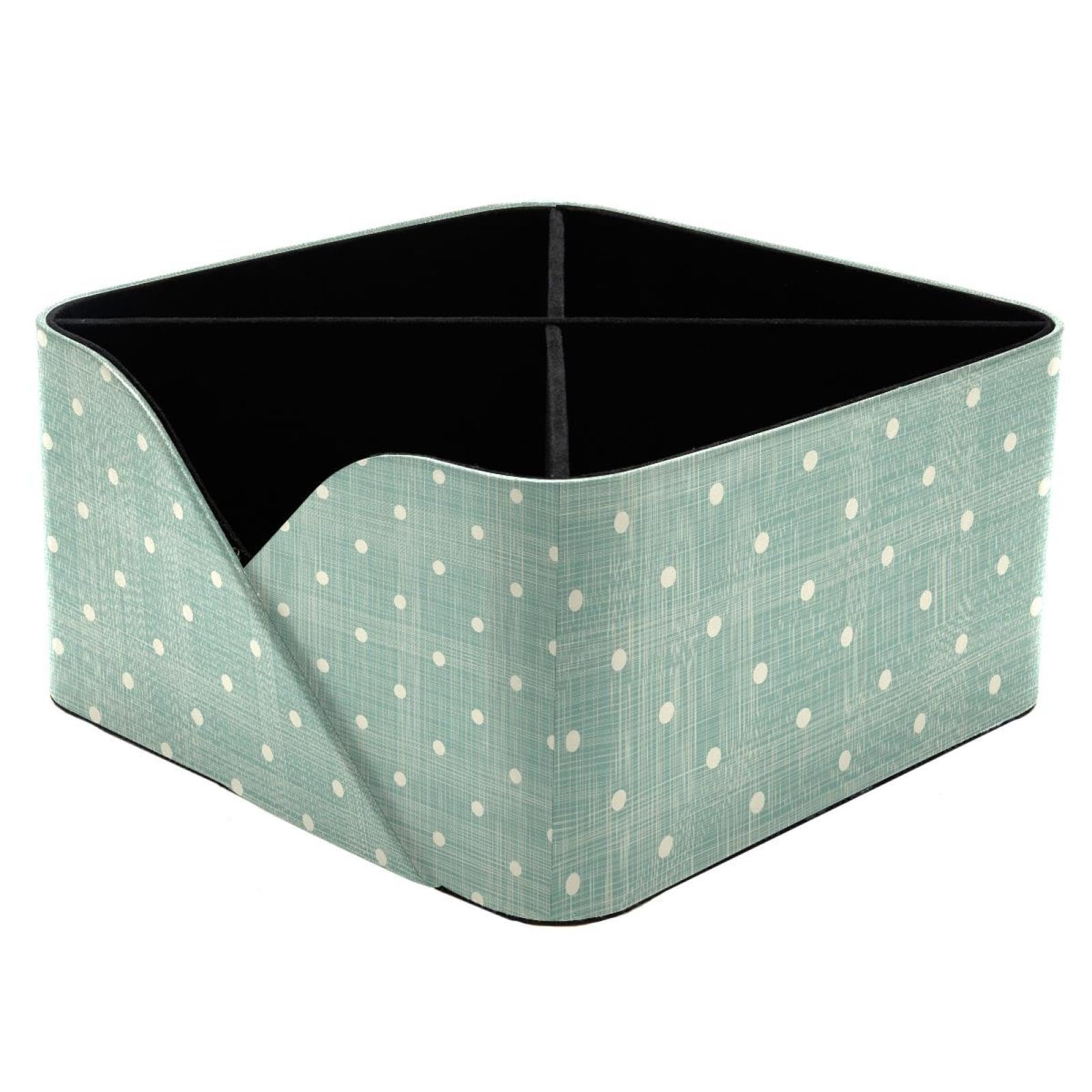 KengjuTesu Geometric Retro Polka Dot Desktop Organizer Pen Holder, Rectangular Pencil Cup for Office, Study and Makeup Stations
