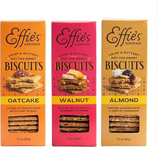 Effie's Homemade Biscuits Variety Pack - Oatcakes, Walnut, Almond Flavors - 3-Pack Artisan Nut Cookies