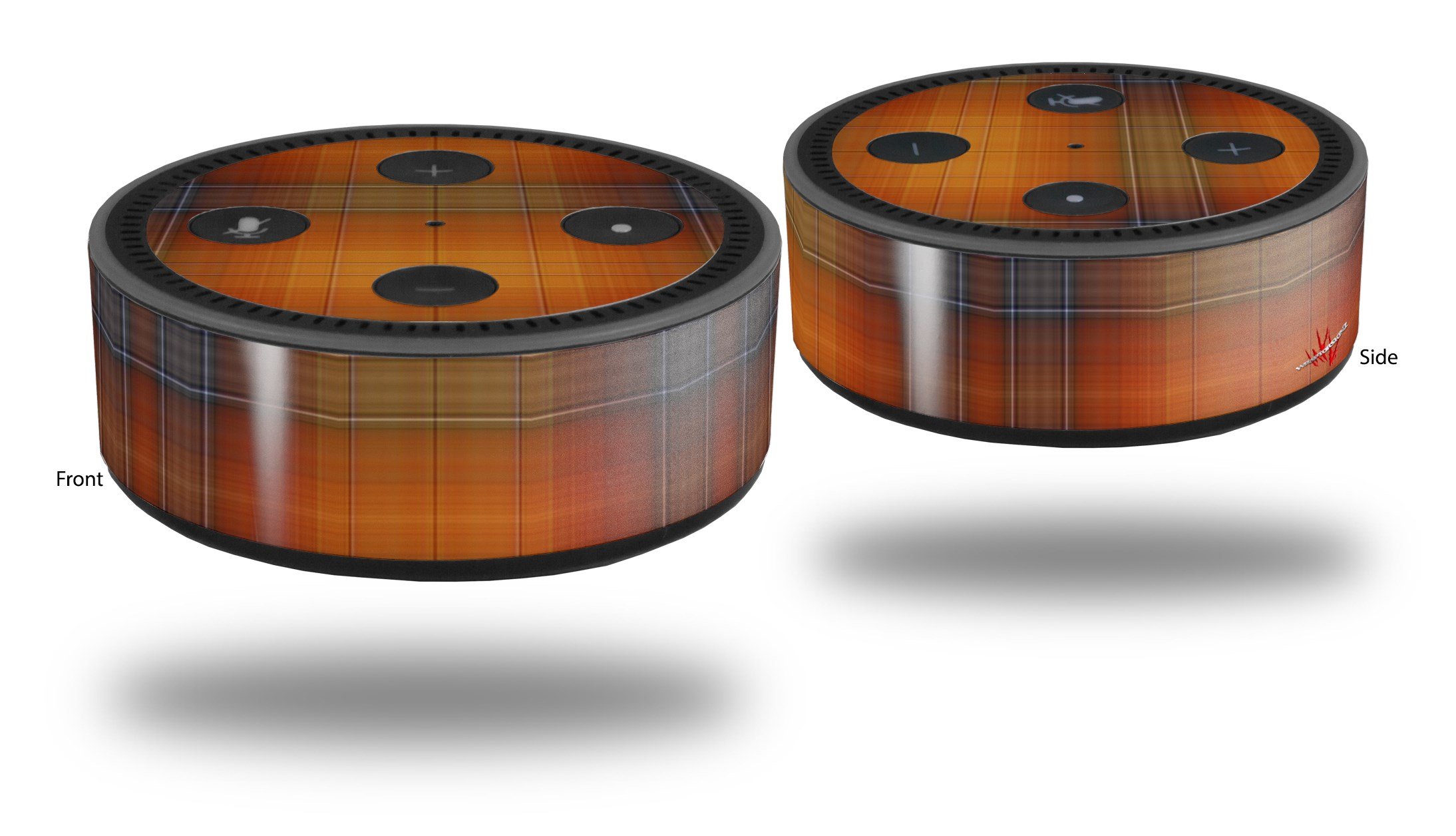 Skin Wrap Decal Set 2 Pack for Amazon Echo Dot 2 - Plaid Pumpkin Orange (2nd Generation ONLY - Echo NOT Included)