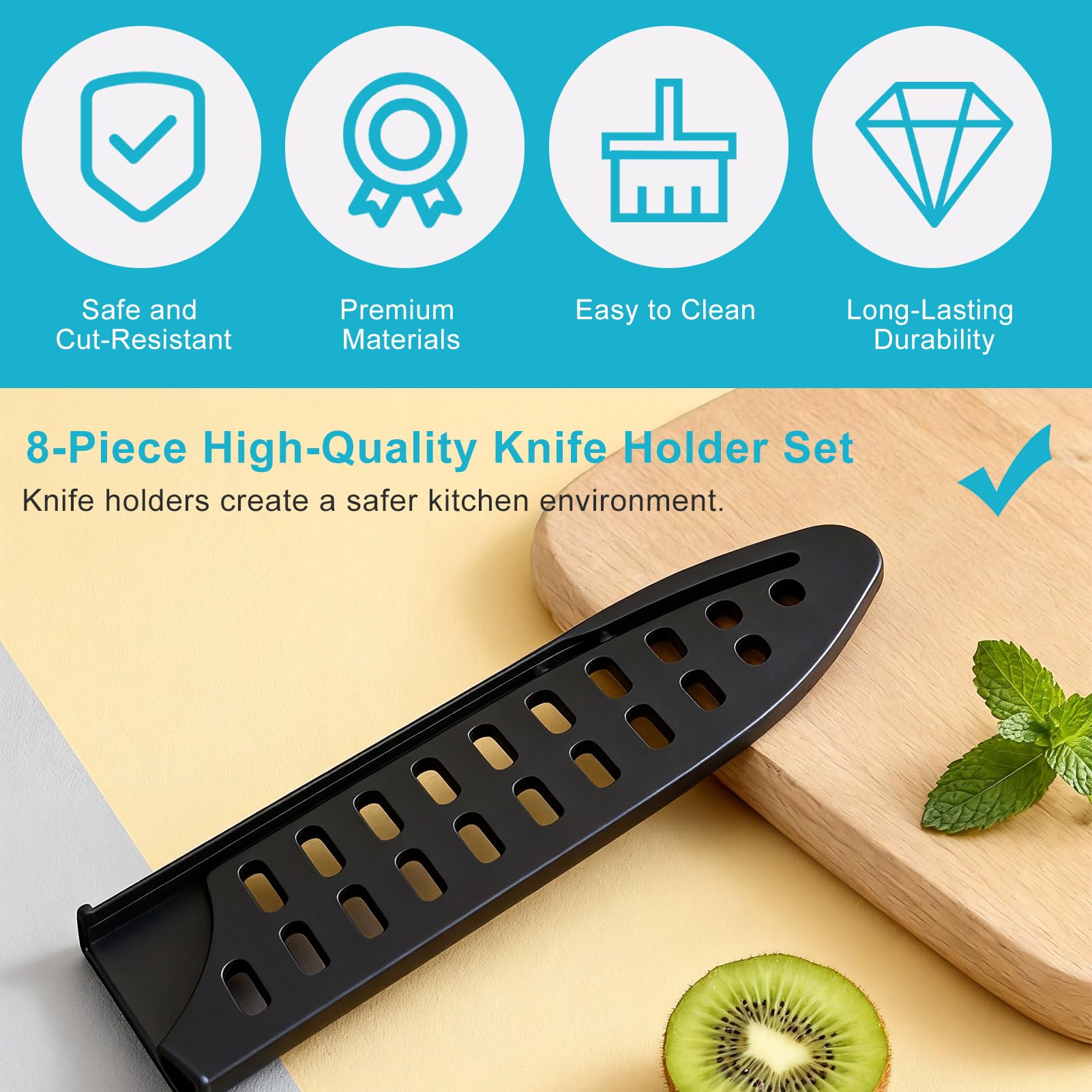 8 Piezas Funda Cuchillos, Protectora de Cuchillo, Universal Protector de Cuchilla, Varios Modelos Protectora de Cuchillo, Diseño Ahuecado, Adecuado para Varias Herramientas de Corte