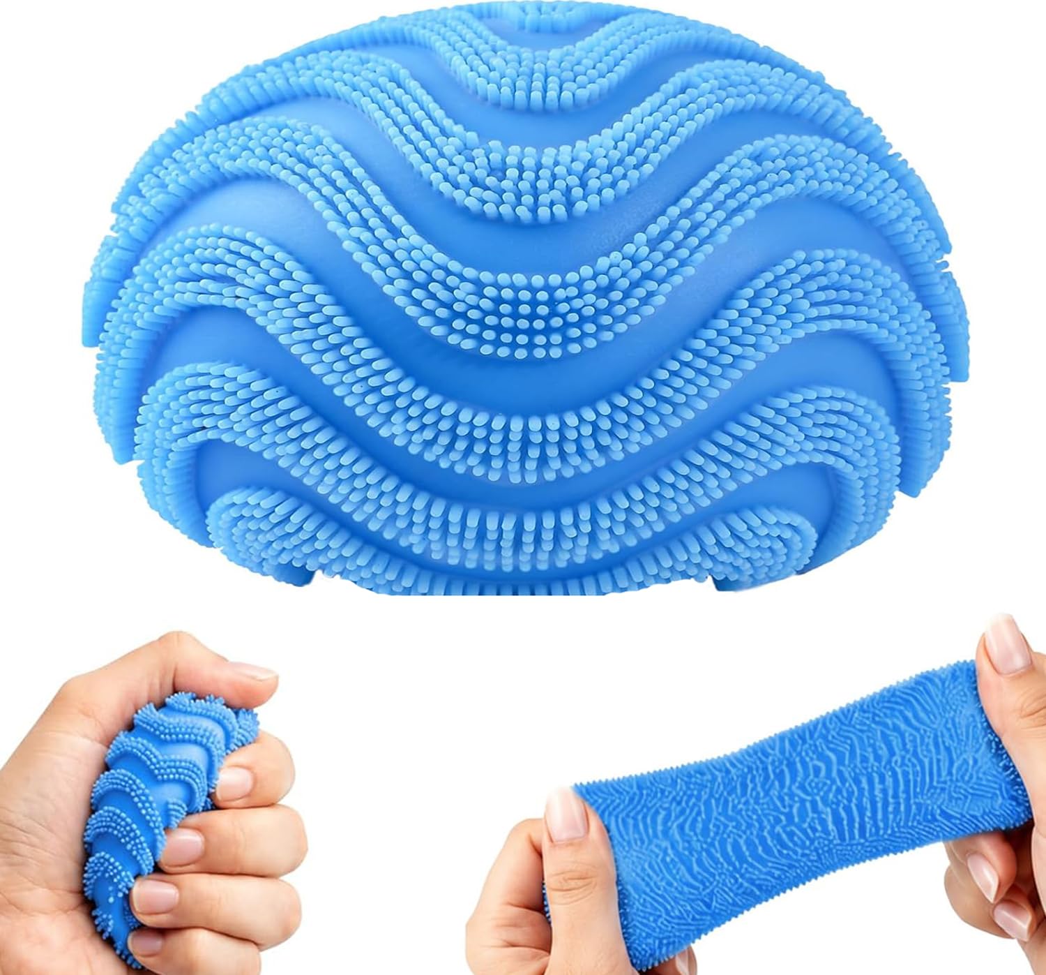 Fuzz Ball Fidget Stress Toy Silicone Squishy Stress Balls Stress Relief Fidget Sensory Toy Portable Anxiety Relief Squeeze Toy for Boys Girls Home Office Classroom Relaxation Blue