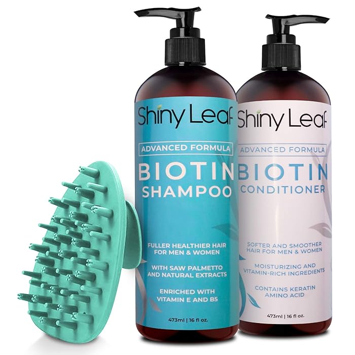 Buy Biotin Shampoo and Conditioner Set with Scalp Brush Bundle for