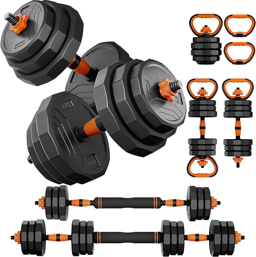 Adjustable Dumbbell Set, 33/44/66/88LB Free Weights Dumbbell Set, Multifunction Weight Set for Home Gym, Used as Barbell, Kettlebell, Fitness Exercise Dumbbell
