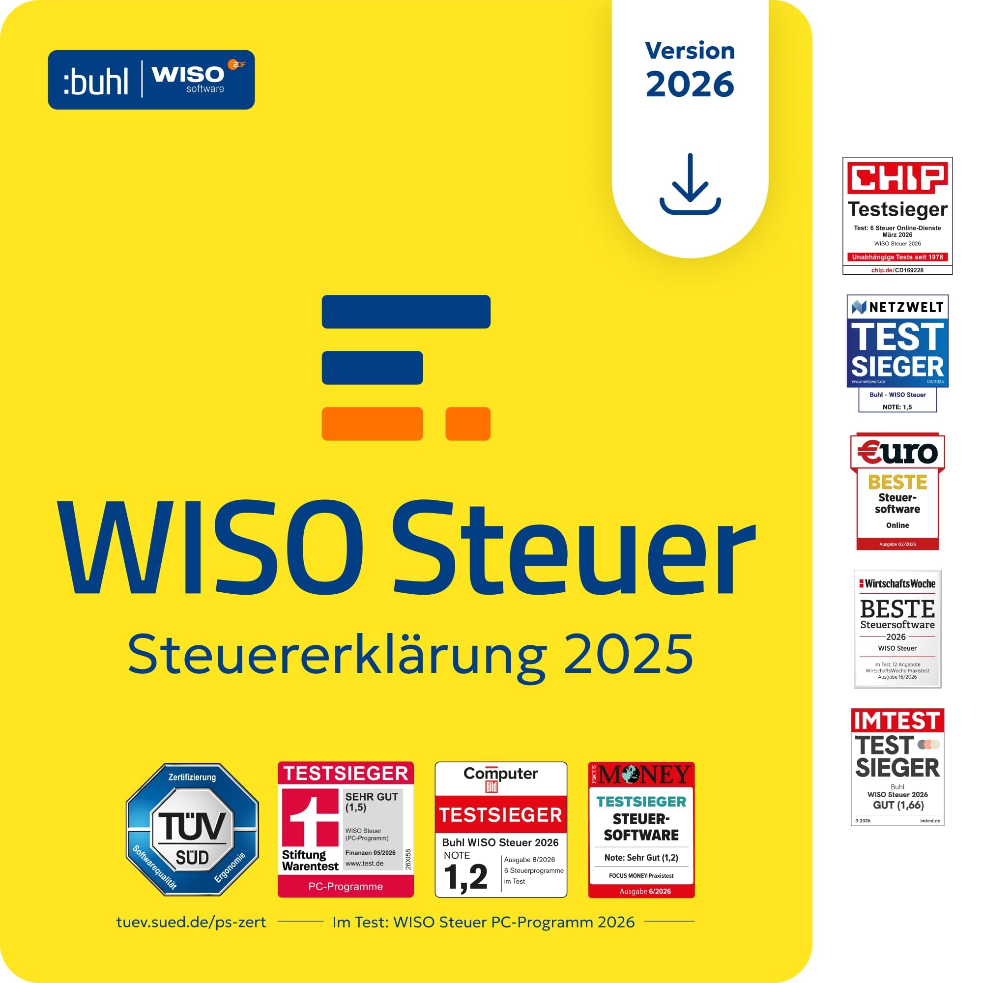 WISO Steuer 2026 (für Steuerjahr 2025) Für Windows Mac Smartphones und Tablets | Digitaler Download