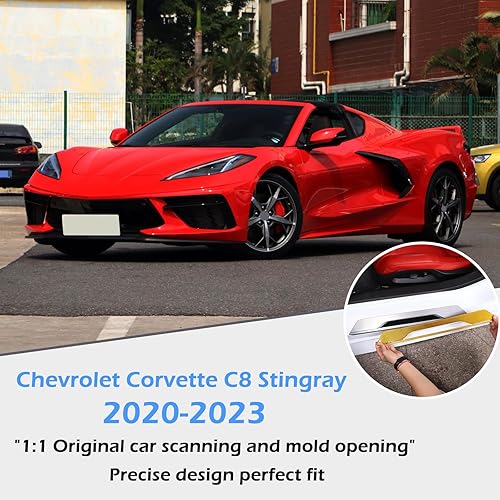 Vista 13 de CHEAYAR Adhesivo para umbral de puerta interior de automóvil compatible con Corvette C8 Stingray 2020-2023, calcomanía para protección de umbral