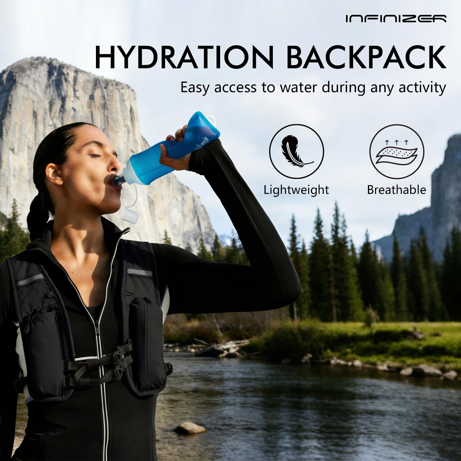 InfiniZer Running Vest For Men Women Lightweight Breathable Hydration Backpack Functional Reflective Running Vest For Cycling Hiking Marathon — view 6