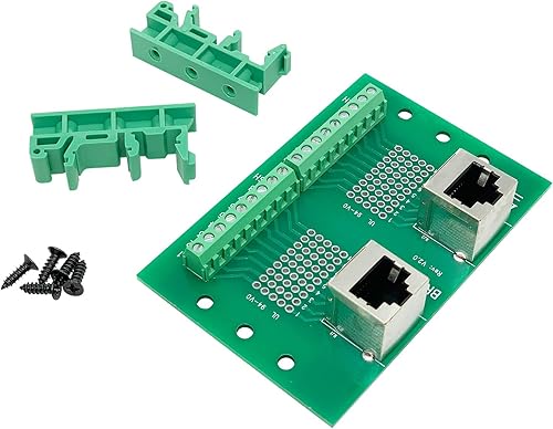 Miniatura 2 de Jienk Placa de ruptura del conector Ethernet del montaje en carril DIN RJ45 8P8C, conector de bloque de terminales vertical RJ45 de dos vías con