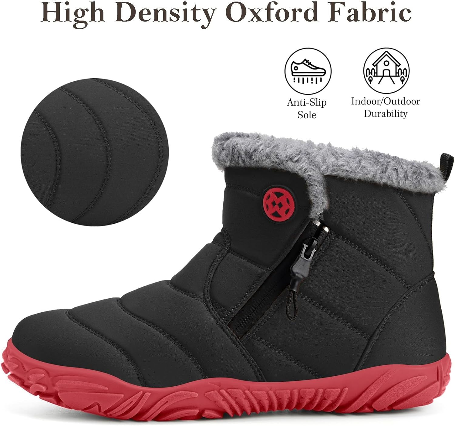 Womens Mens Barefoot Snow Boots Warm Ankle Booties Fur Lined Winter Shoes Outdoor Sneakers with Zero Drop Sole & Wide Toe Box - Image 2