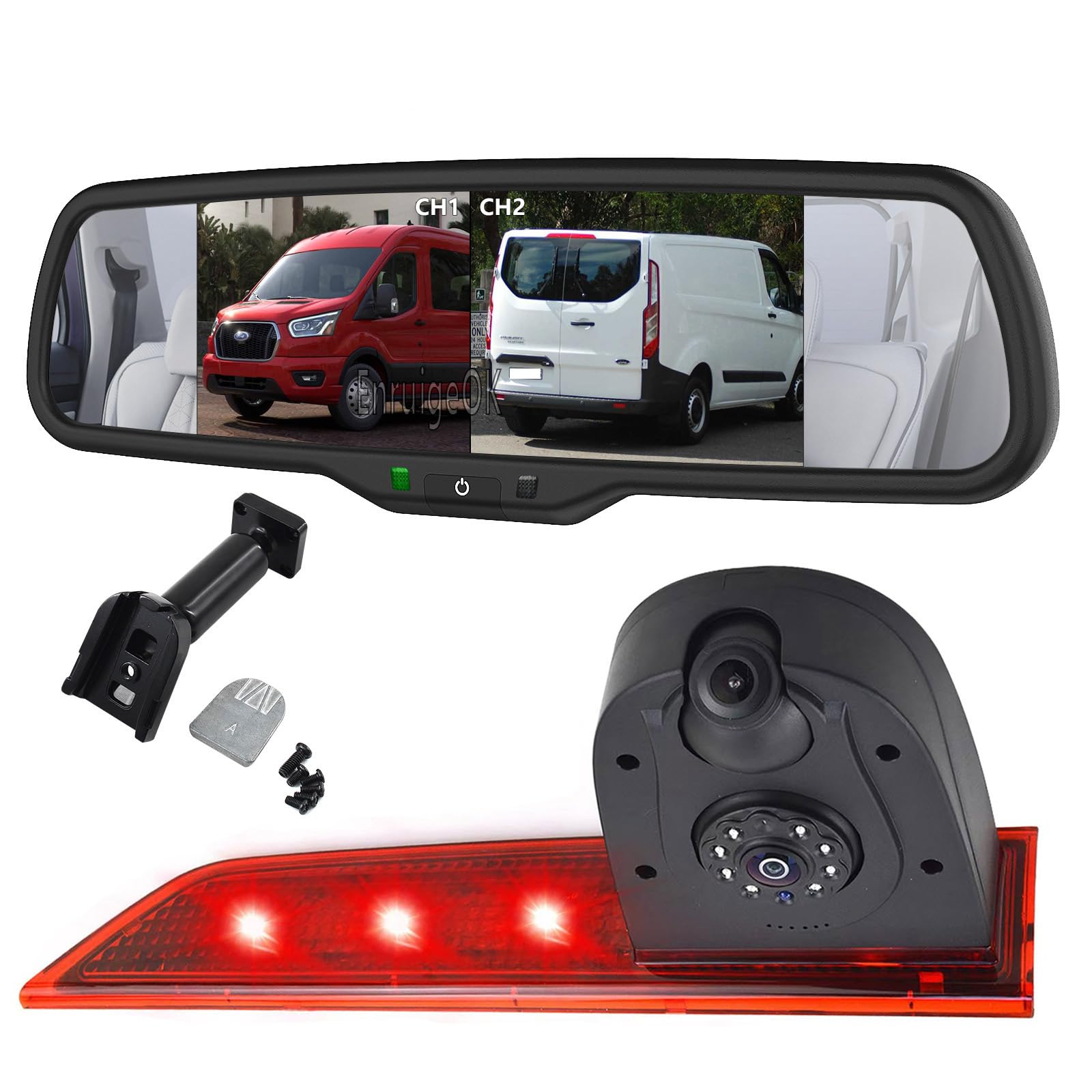 Caméra de recul Ford Transit Custom 2012-2015 double objectif avec écran moniteur 6,8" - 7