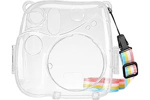 Mosiso Transparent Instax Mini 7s Case Protector with Adjustable Rainbow Shoulder Strap