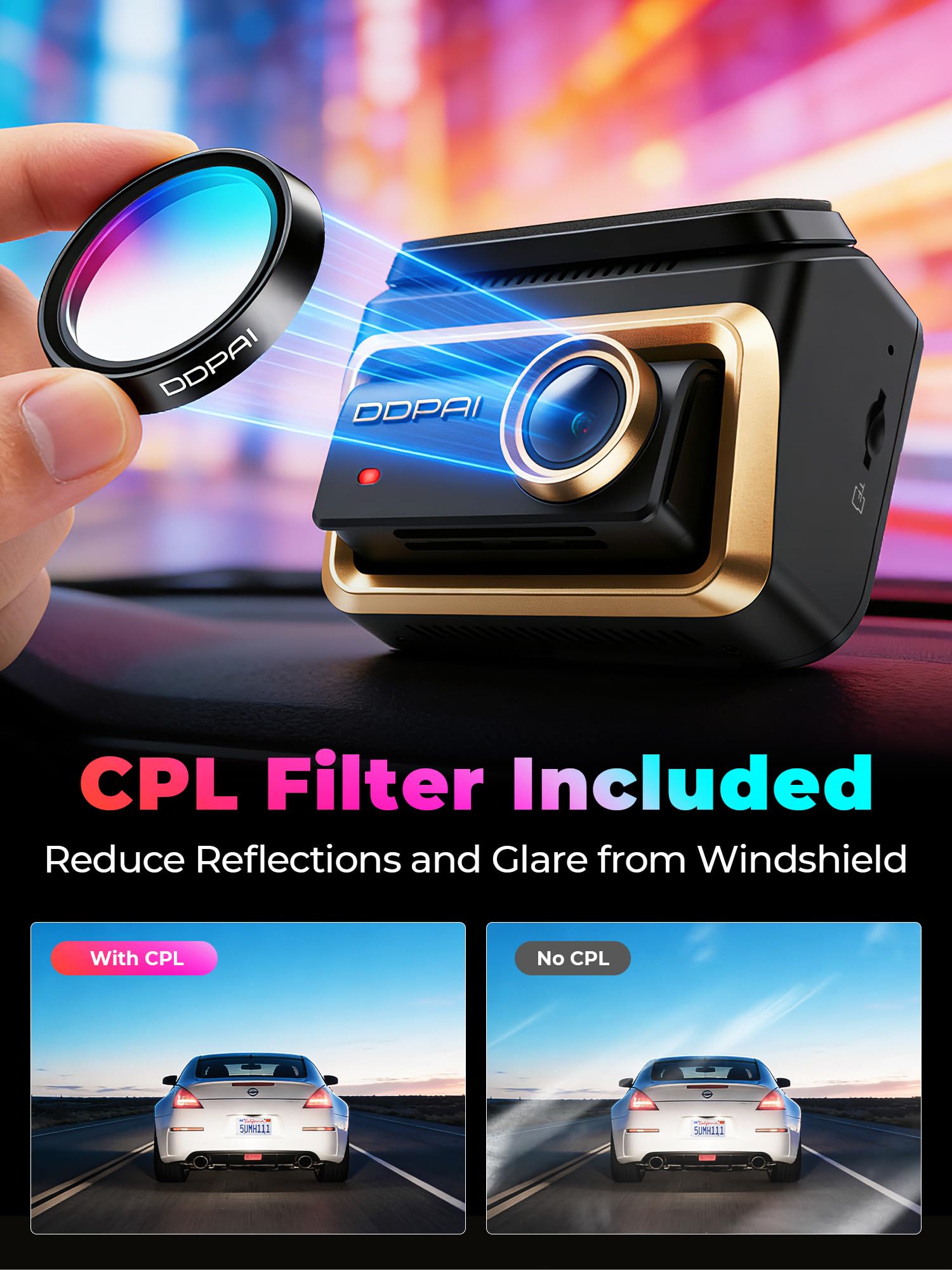 DDPAI Z90 Master Dash Cam samochodowa kamera samochodowa z przodu i z tyłu, 4K + 4K, Dual STARVIS 2, AI ISP noktowizor, tryb parkowania 24 h, 128 G eMMC gratis, Dual HDR 3K/60FPS, 5G WiFi GPS, 3" IPS