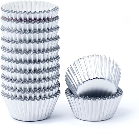 Amazon Com Mkustar 300 Count Foil Cupcake Liners Mini Paper Baking Cups Silver Home Kitchen