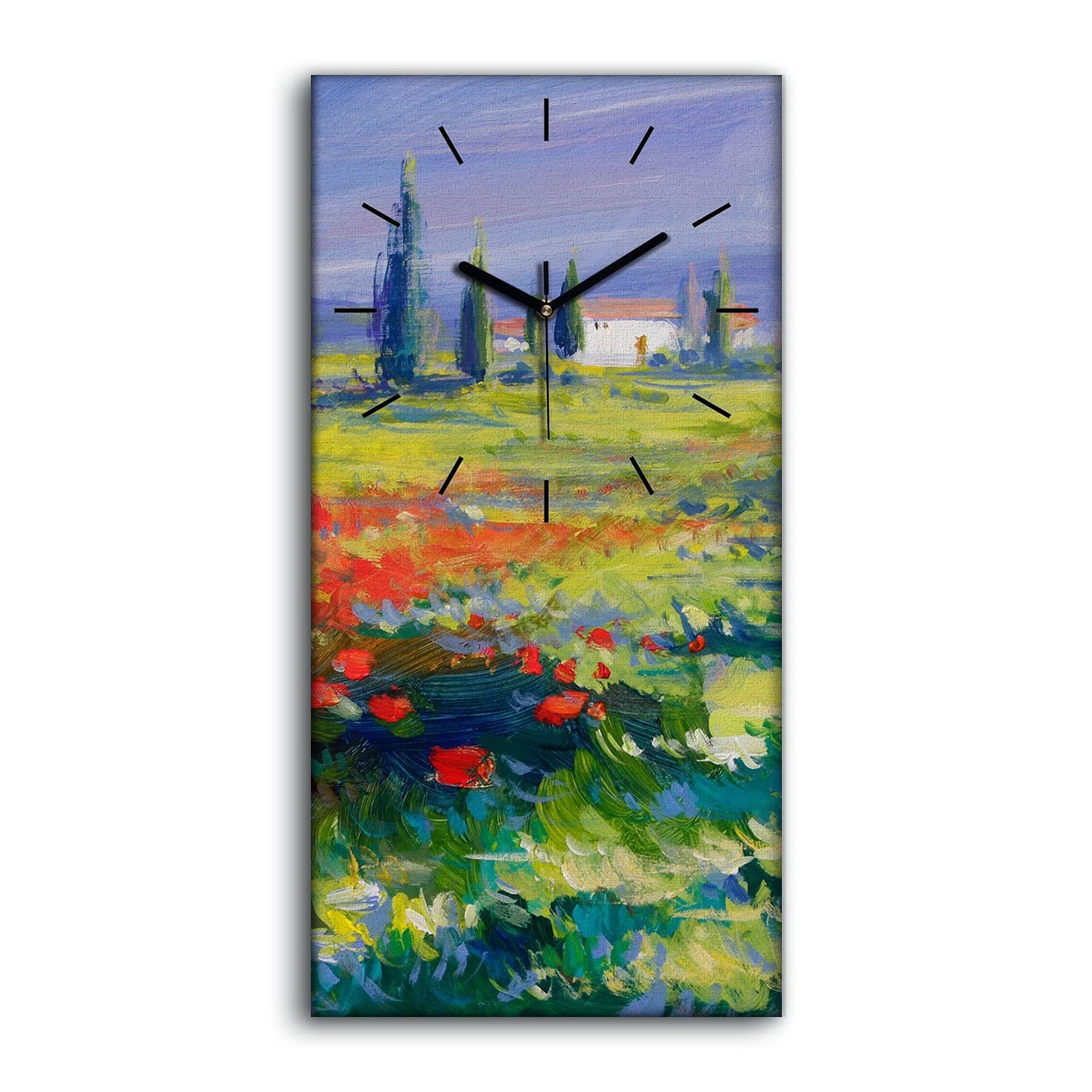 Horloge sur toile haut de gamme 30x60cm au design d'art moderne floral unique