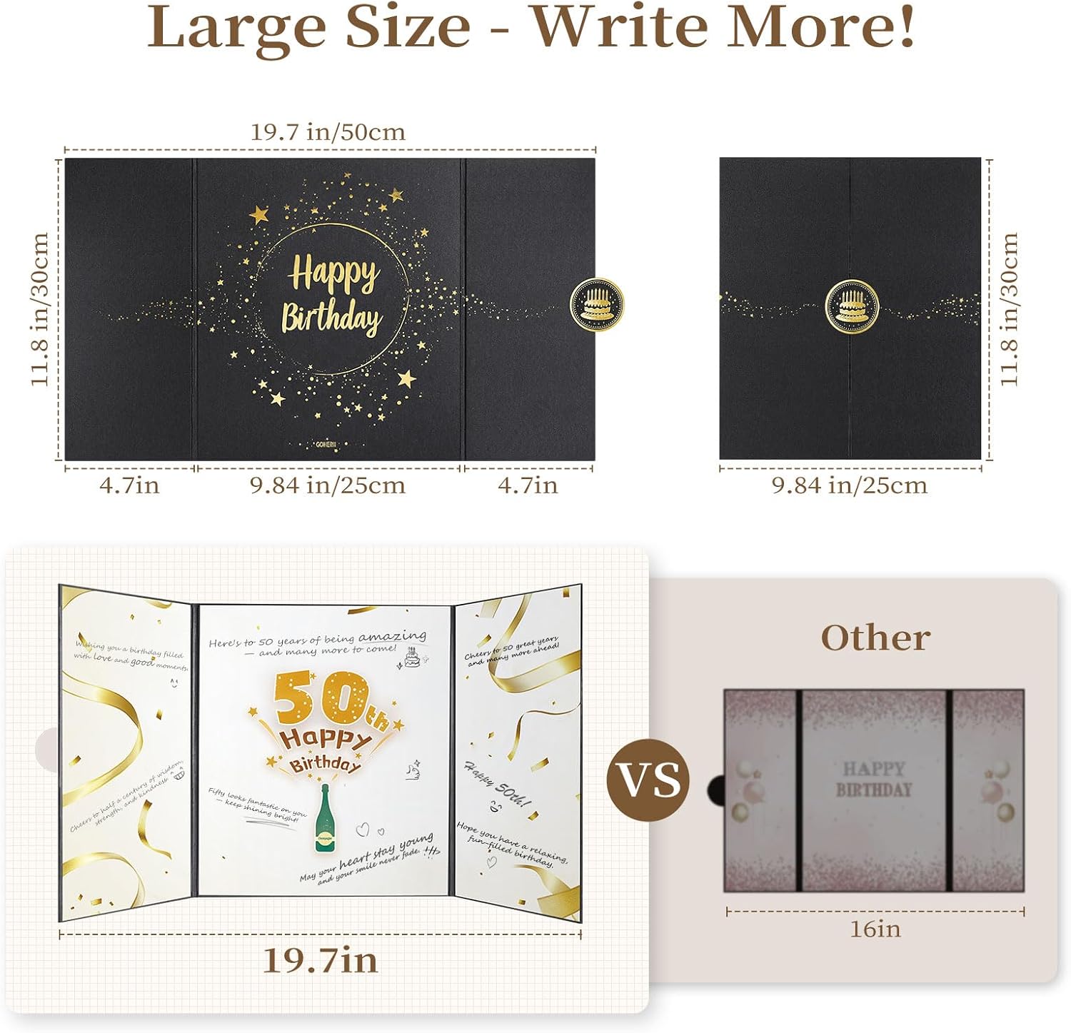 Black Gold 50th Birthday Party Decoration,Large Signature Guestbook