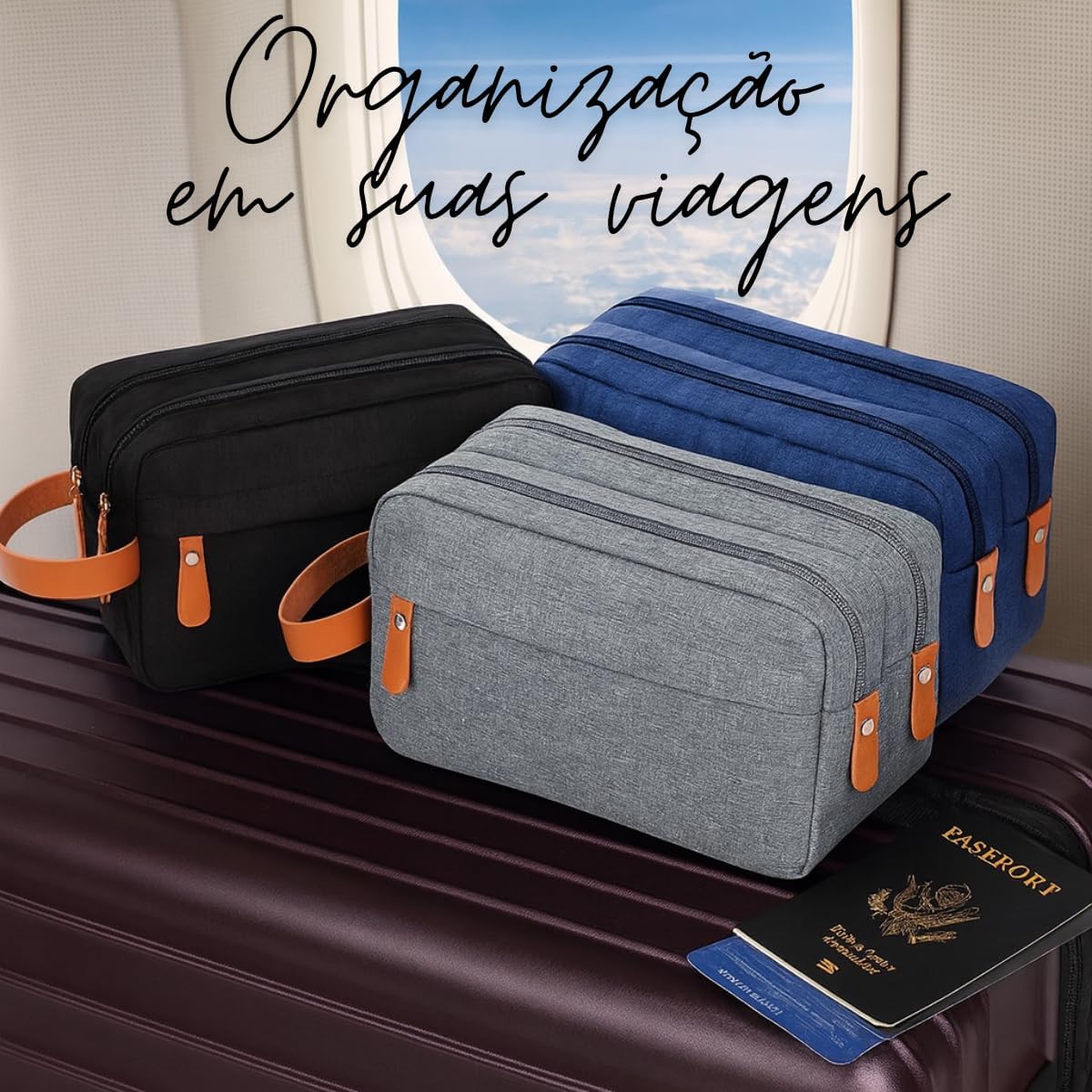 Necessaire Unissex Masculina Bolsa Para Viagem Trabalho Organizador Impermeável 2 Compartimentos Grande 2 Bolsos Organizadores (Preta) Necessaire Unissex Masculina Bolsa Para Viagem Trabalho Organizador Impermeável 2 Compartimentos Grande 2 Bolsos Organizadores (Preta)