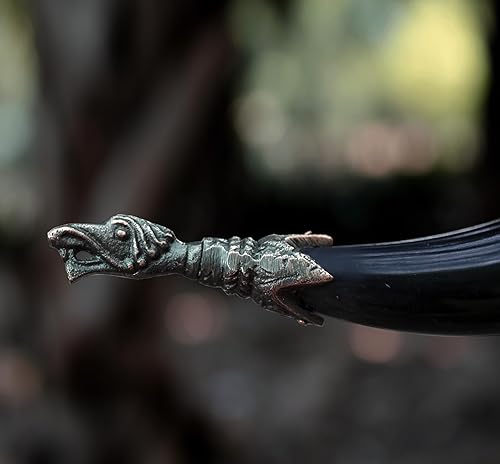 Miniatura 8 de NORSE EMPIRE Juego de cuerno vikingo genuino de 3 a 12 onzas, cuerno clásico único y 100% auténtico, hecho a mano, seguro para alimentos, brillo