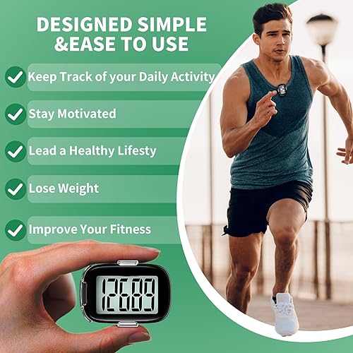 Miniatura 3 de Podómetro para caminar, contador de pasos 3D simple con clip y cordón, rastreador de actividades sin teléfono inteligente, rastreador de pasos