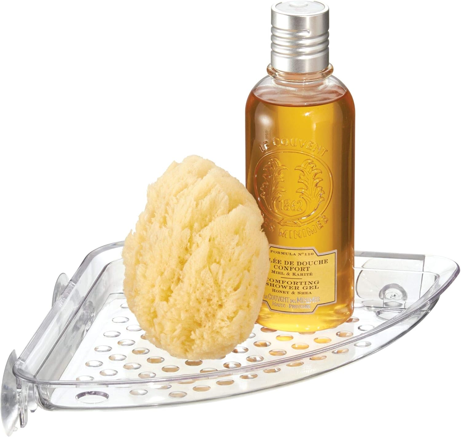 iDesign Plastic Bathroom Suction Holder, Shower Organizer Corner Basket