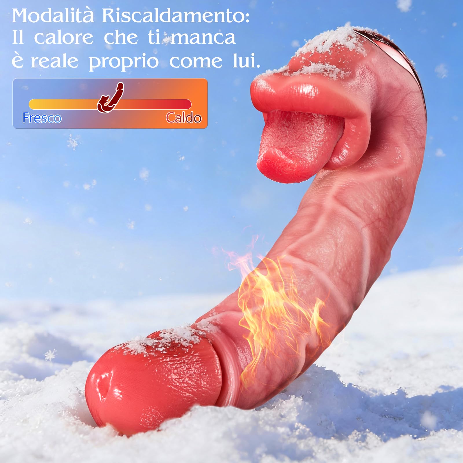 Dildo Vibratore, Dildo Realistico - Sex Toys per Donna & Coppia, 3in1 AI-Sync Dildo con Riscaldamento, 10 Modalità Leccata & Spinta per G-Punkt, Soft Silikon Sexytoys Donna