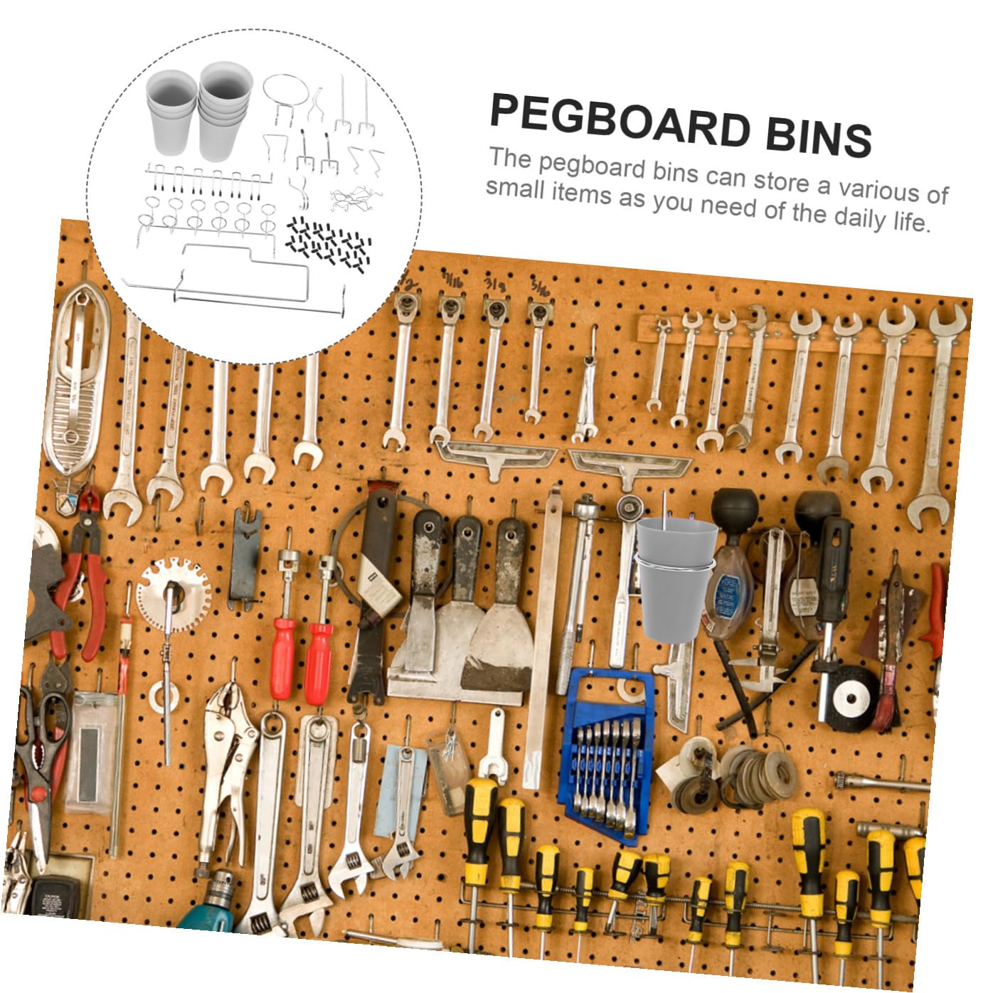Set di Ganci per Pannello Forato 170 Pezzi in Acciaio Inox | Argento, Bordi Arrotondati senza Sbavature, Accessori per Officina e Cucina, Forme Assortite