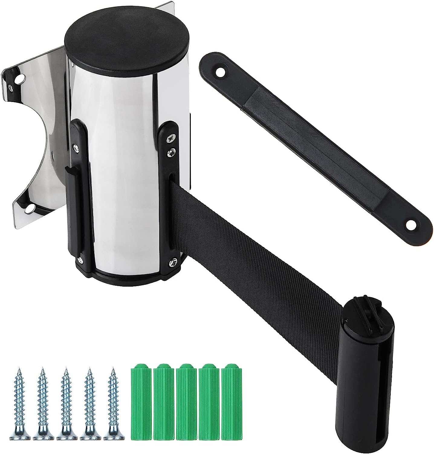 Barriera Retrattile In Acciaio Per Controllo Folla - Nastro Rosso Da Parete 5m, Per Esterni/Interni - Foto 5