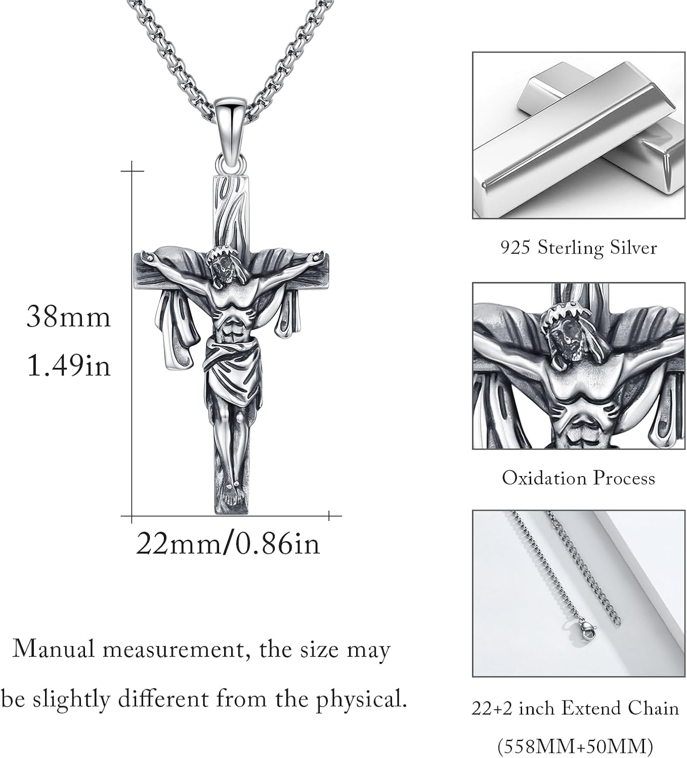 925 Sterling Silver Patron Saint Amulet Pendant Necklace Religion Protection Jewelry for Men Women - Image 3