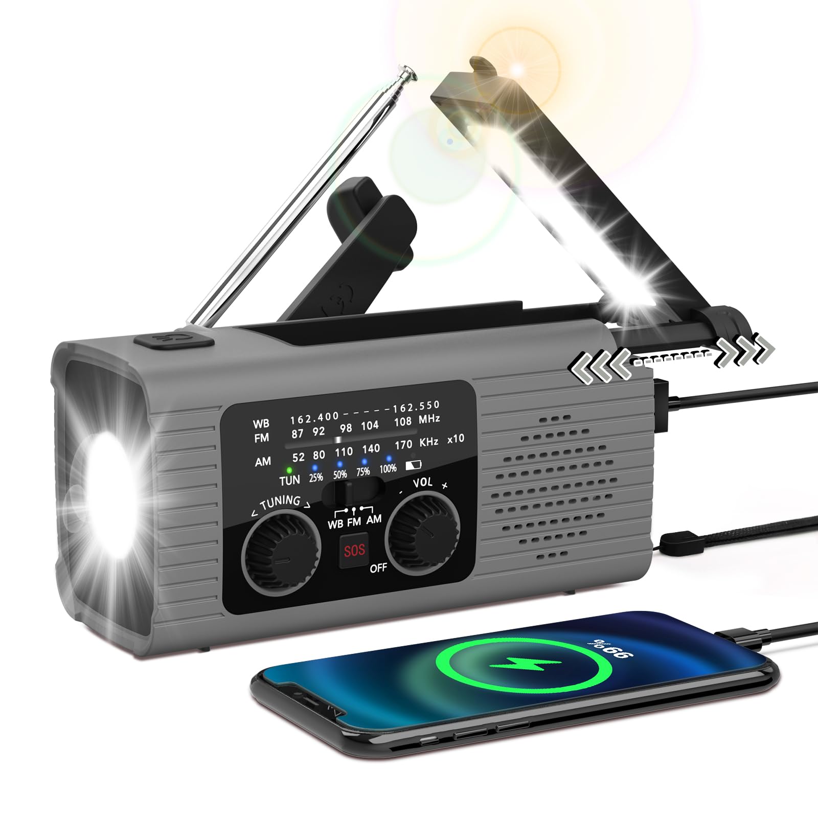 NITIGO Emergency Radio 4000mAh NOAA Weather Radio Solar Hand Crank Charging